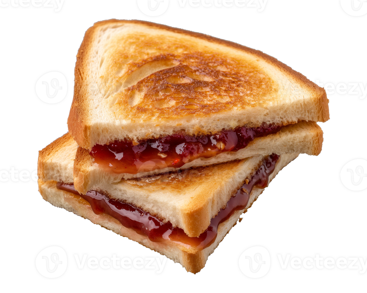 toast sandwich with strawberry jam isolated on a transparent background png
