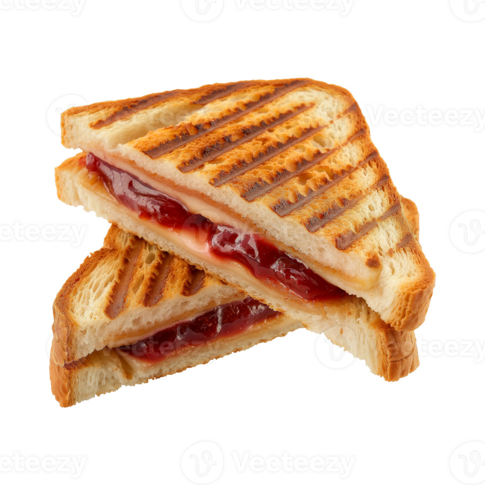 toast sandwich with strawberry jam isolated on a transparent background png