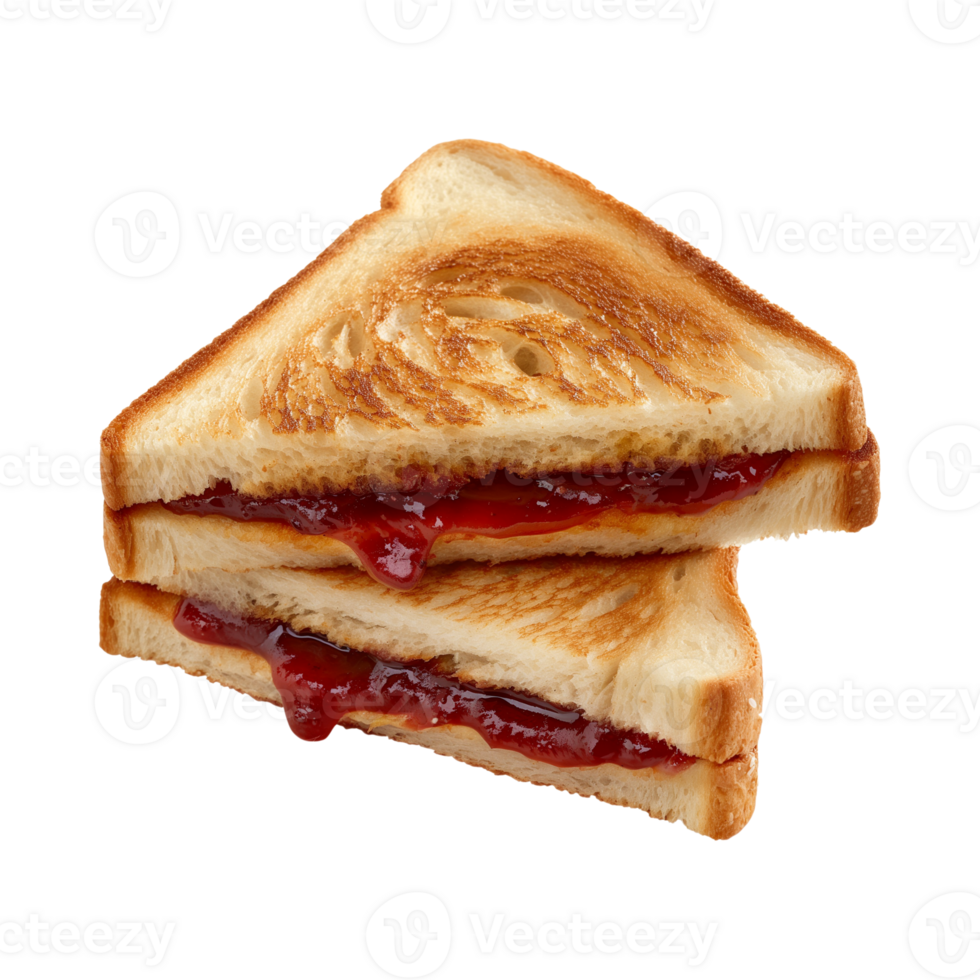 toast sandwich with strawberry jam isolated on a transparent background png
