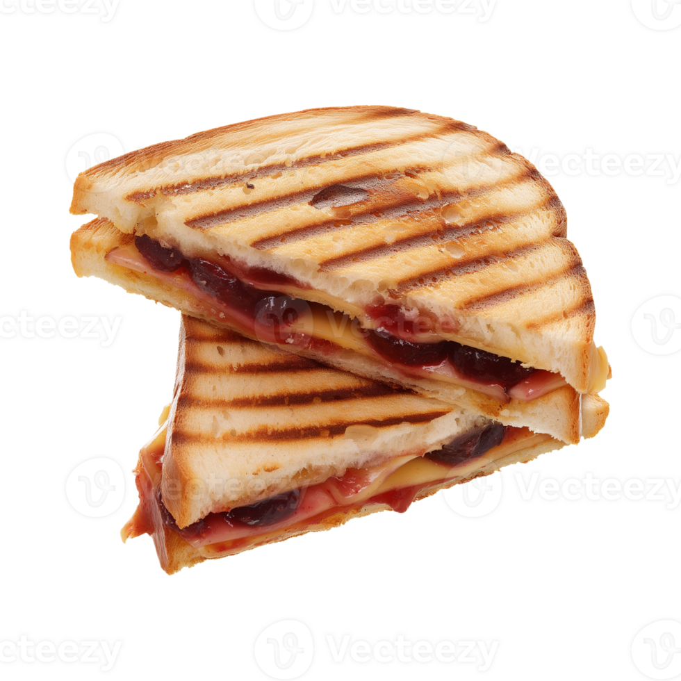 toast sandwich with strawberry jam isolated on a transparent background png