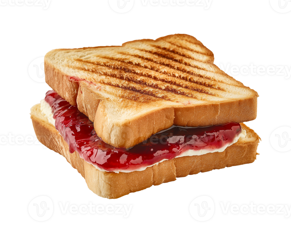 toast sandwich with strawberry jam isolated on a transparent background png