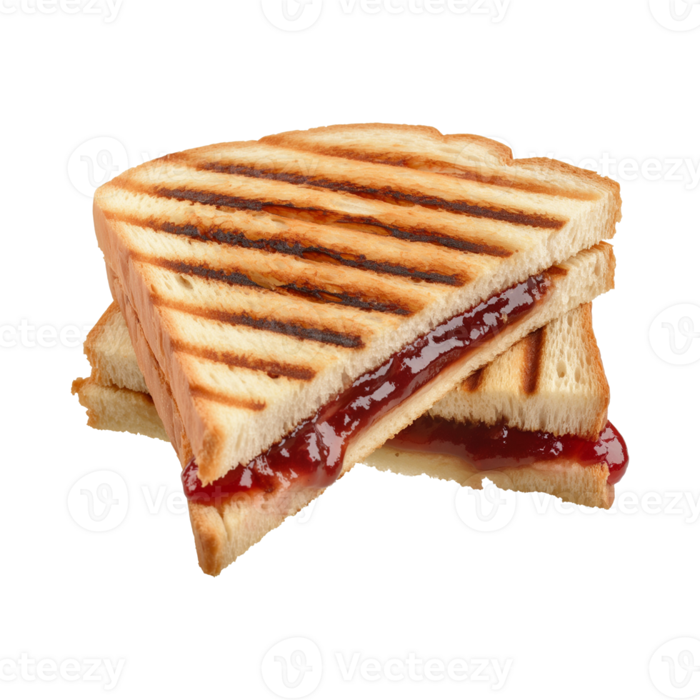 toast sandwich with strawberry jam isolated on a transparent background png