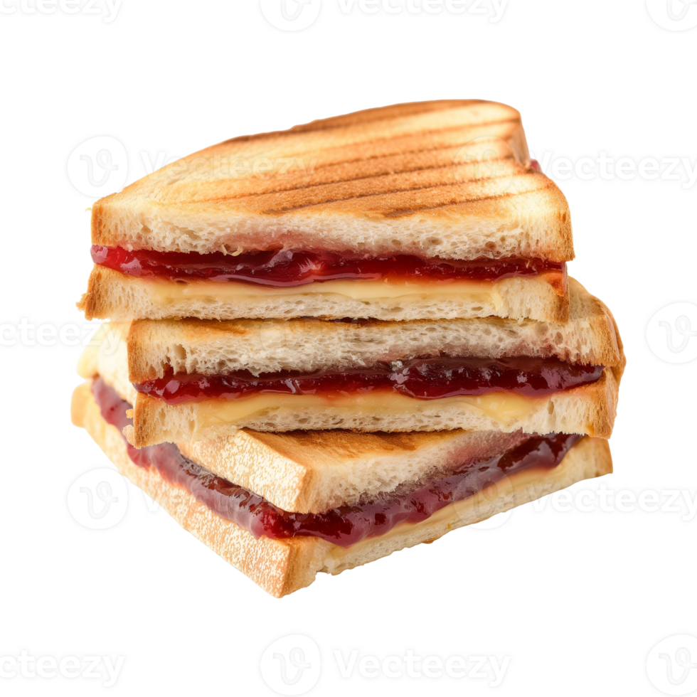 toast sandwich with strawberry jam isolated on a transparent background png