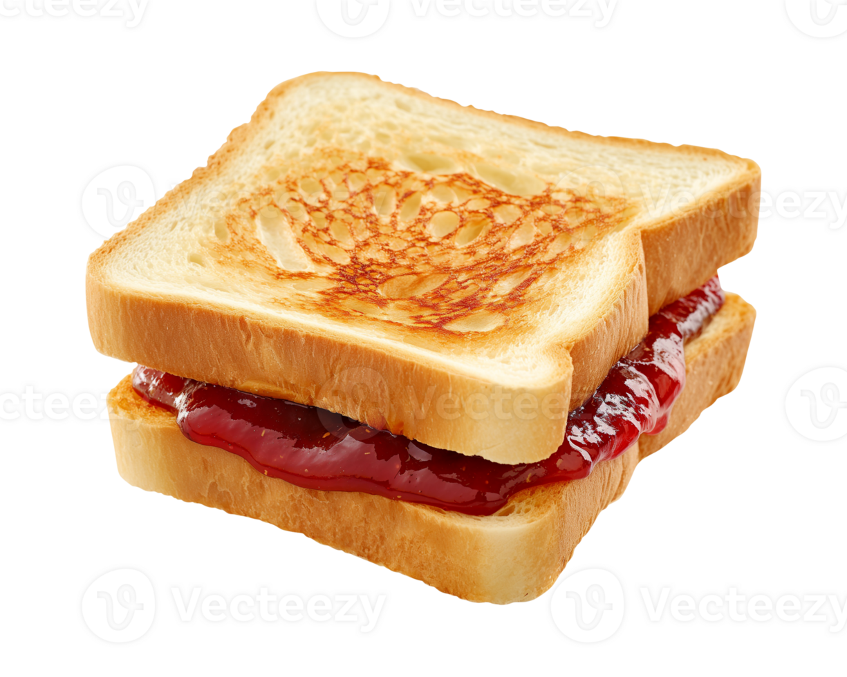 toast sandwich with strawberry jam isolated on a transparent background png