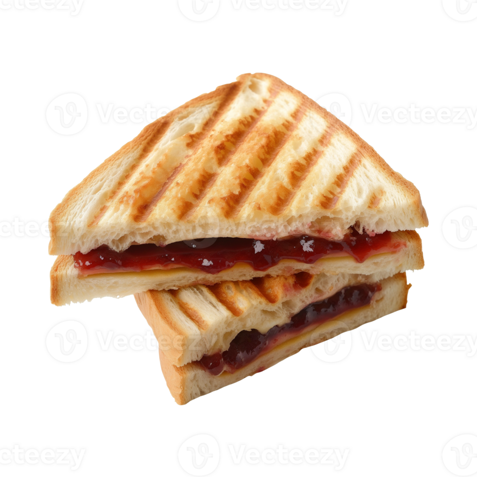 toast sandwich with strawberry jam isolated on a transparent background png