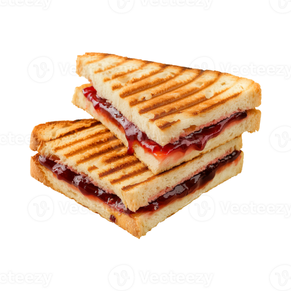 toast sandwich with strawberry jam isolated on a transparent background png