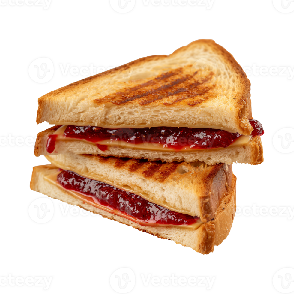 toast sandwich with strawberry jam isolated on a transparent background png