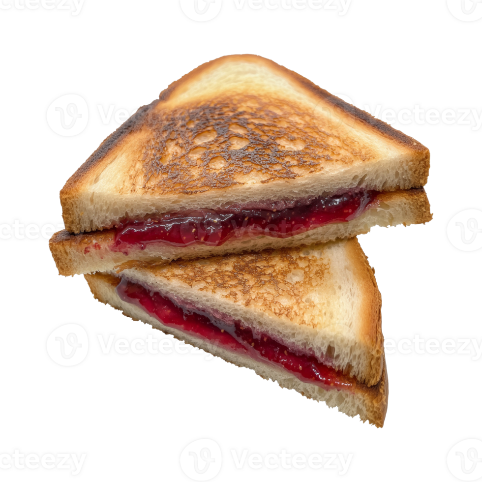toast sandwich with strawberry jam isolated on a transparent background png