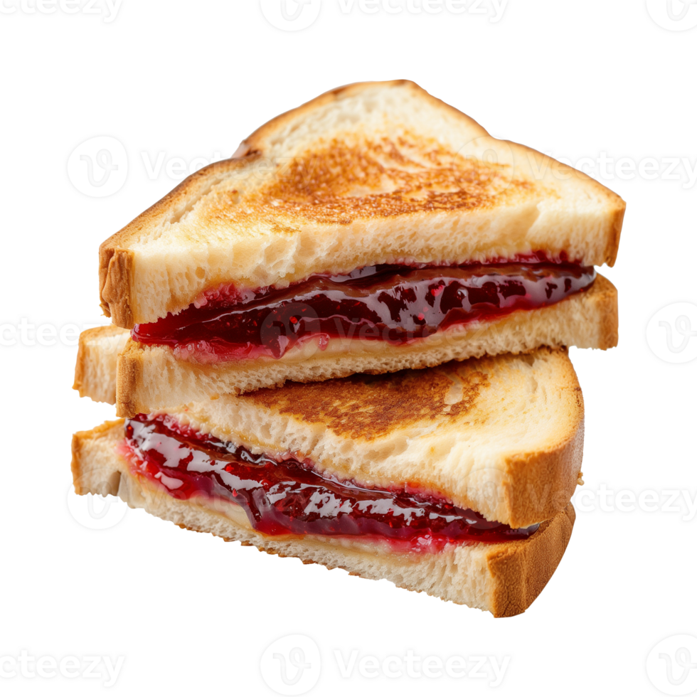 toast sandwich with strawberry jam isolated on a transparent background png