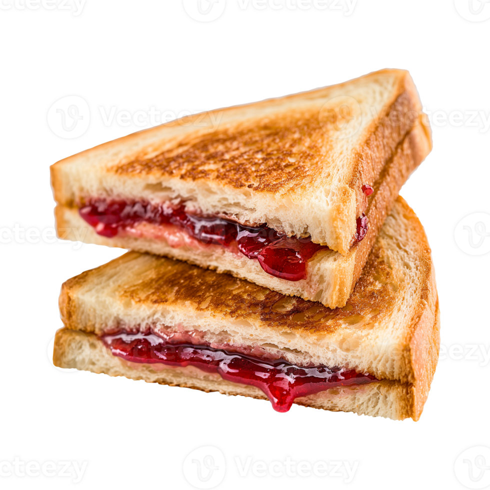 toast sandwich with strawberry jam isolated on a transparent background png