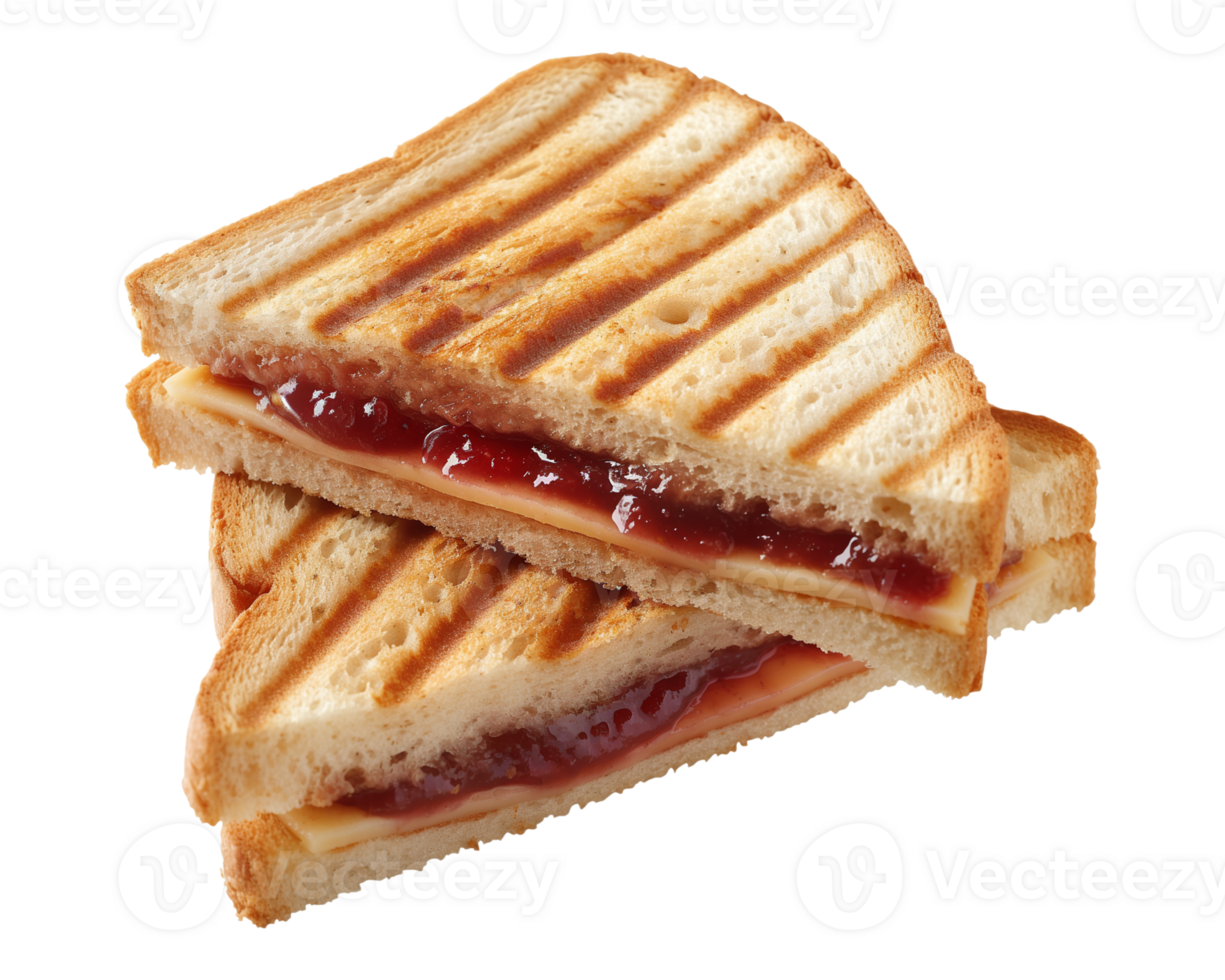 toast sandwich with strawberry jam isolated on a transparent background png