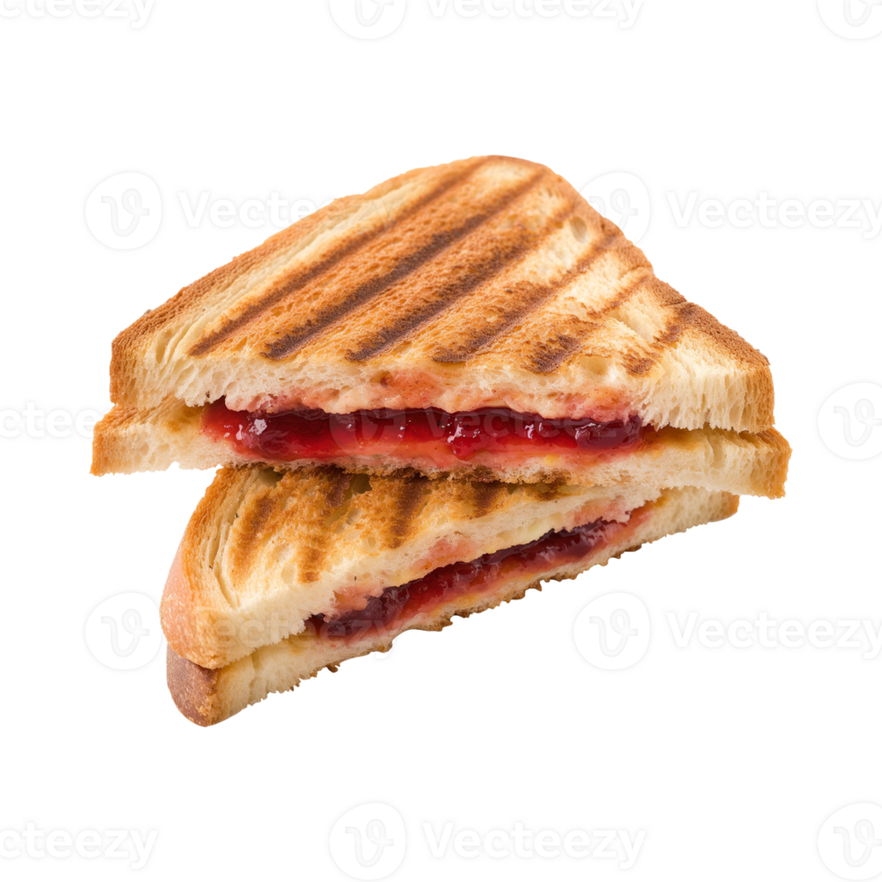 toast sandwich with strawberry jam isolated on a transparent background png