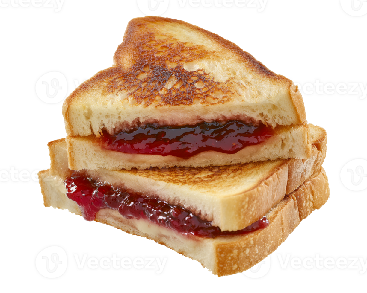 toast sandwich with strawberry jam isolated on a transparent background png