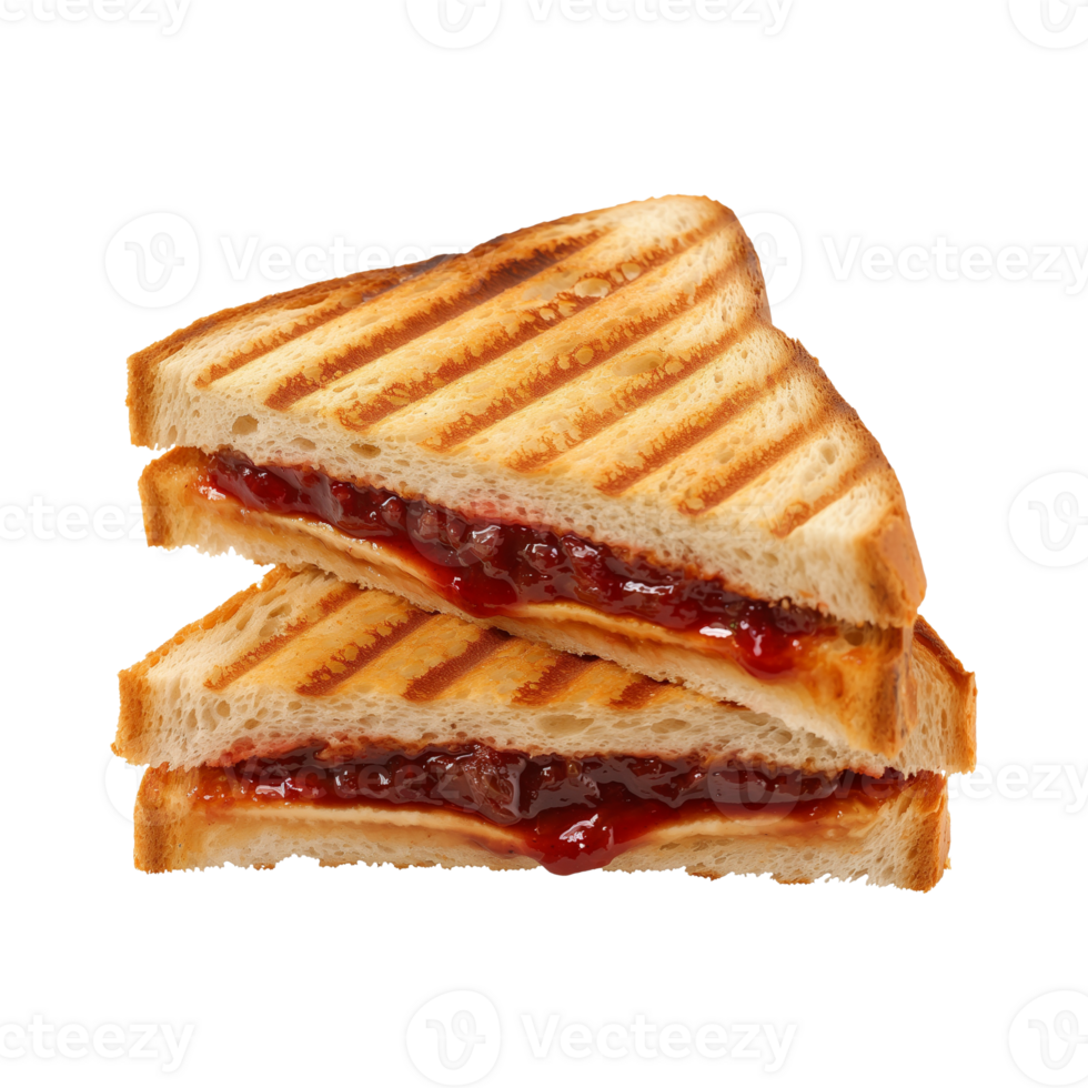 toast sandwich with strawberry jam isolated on a transparent background png