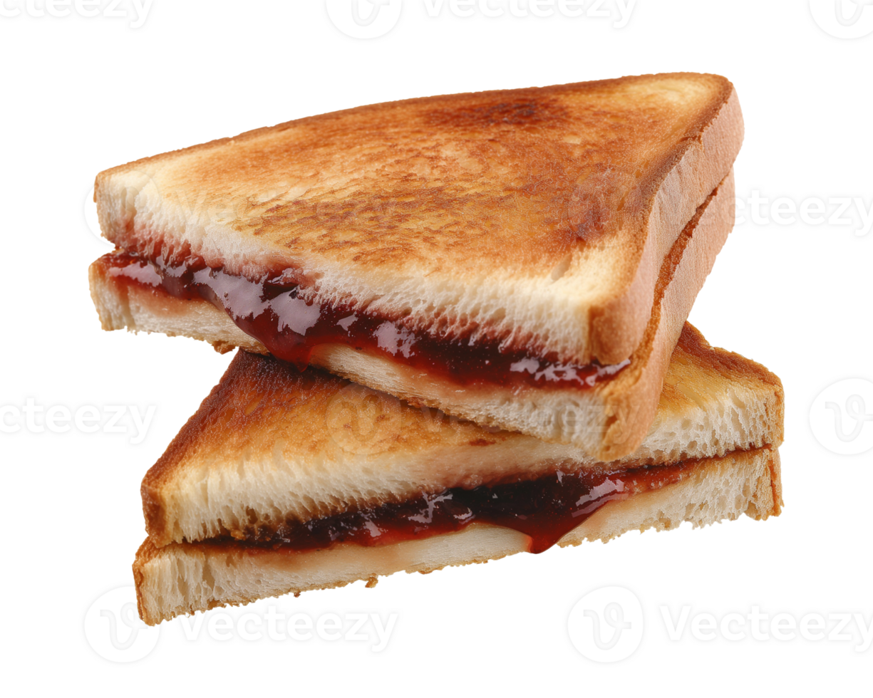 toast sandwich with strawberry jam isolated on a transparent background png