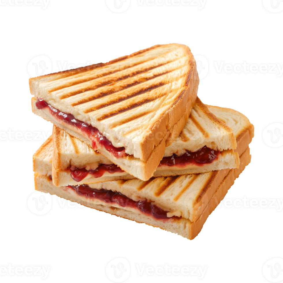 toast sandwich with strawberry jam isolated on a transparent background png