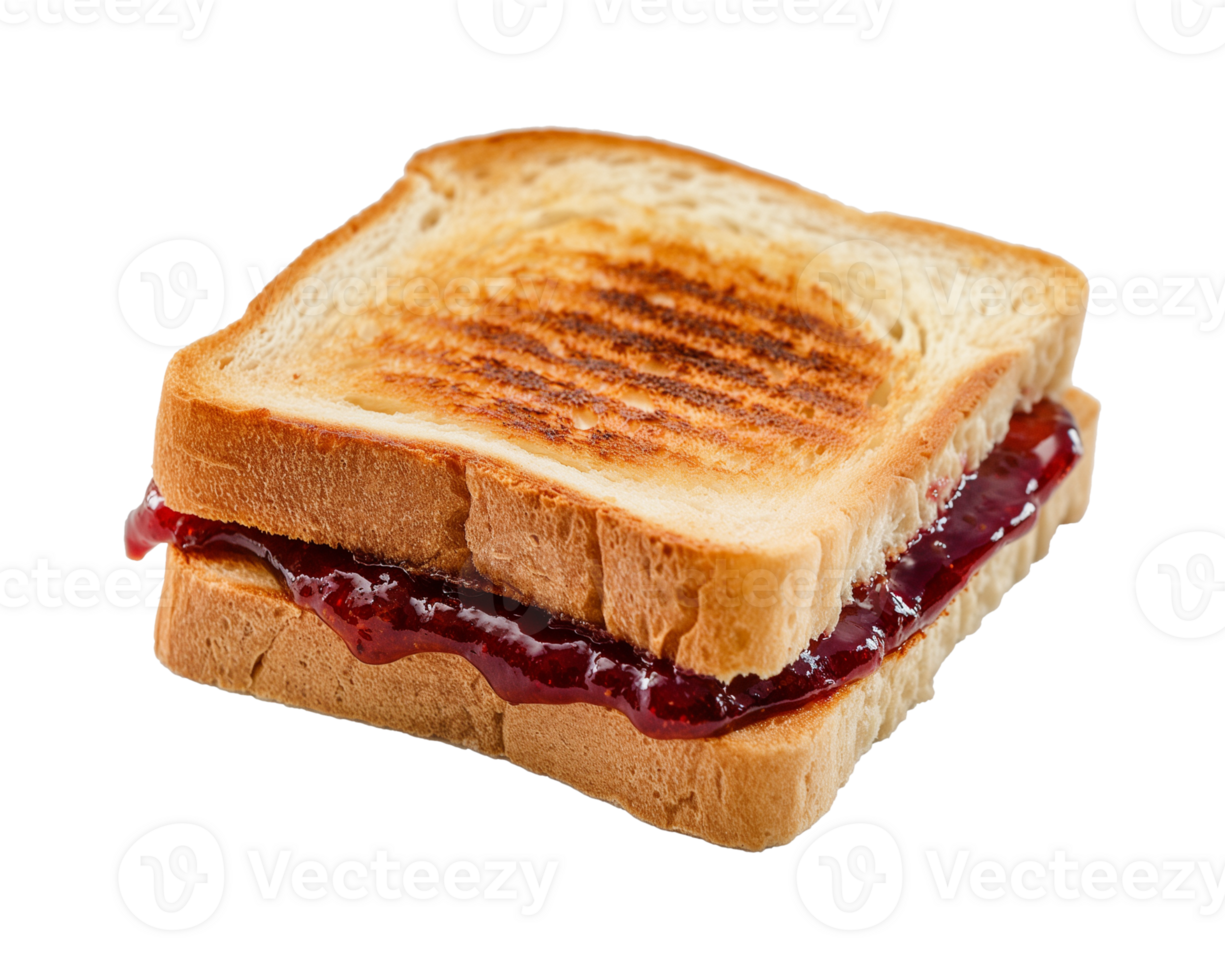 toast sandwich with strawberry jam isolated on a transparent background png