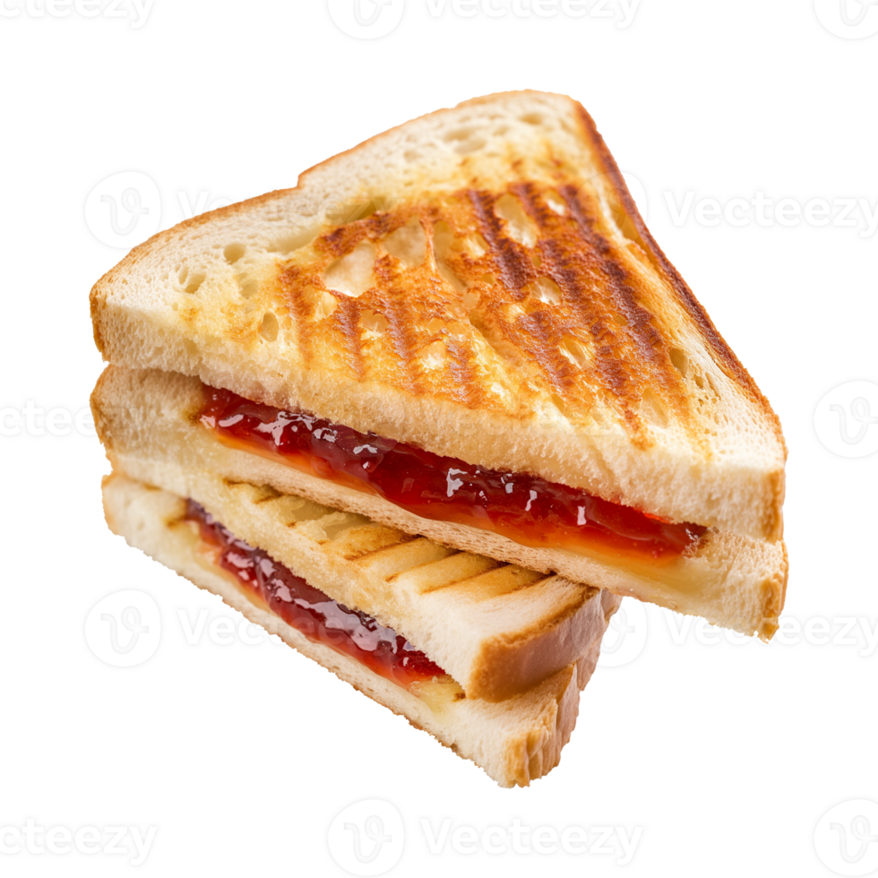 toast sandwich with strawberry jam isolated on a transparent background png
