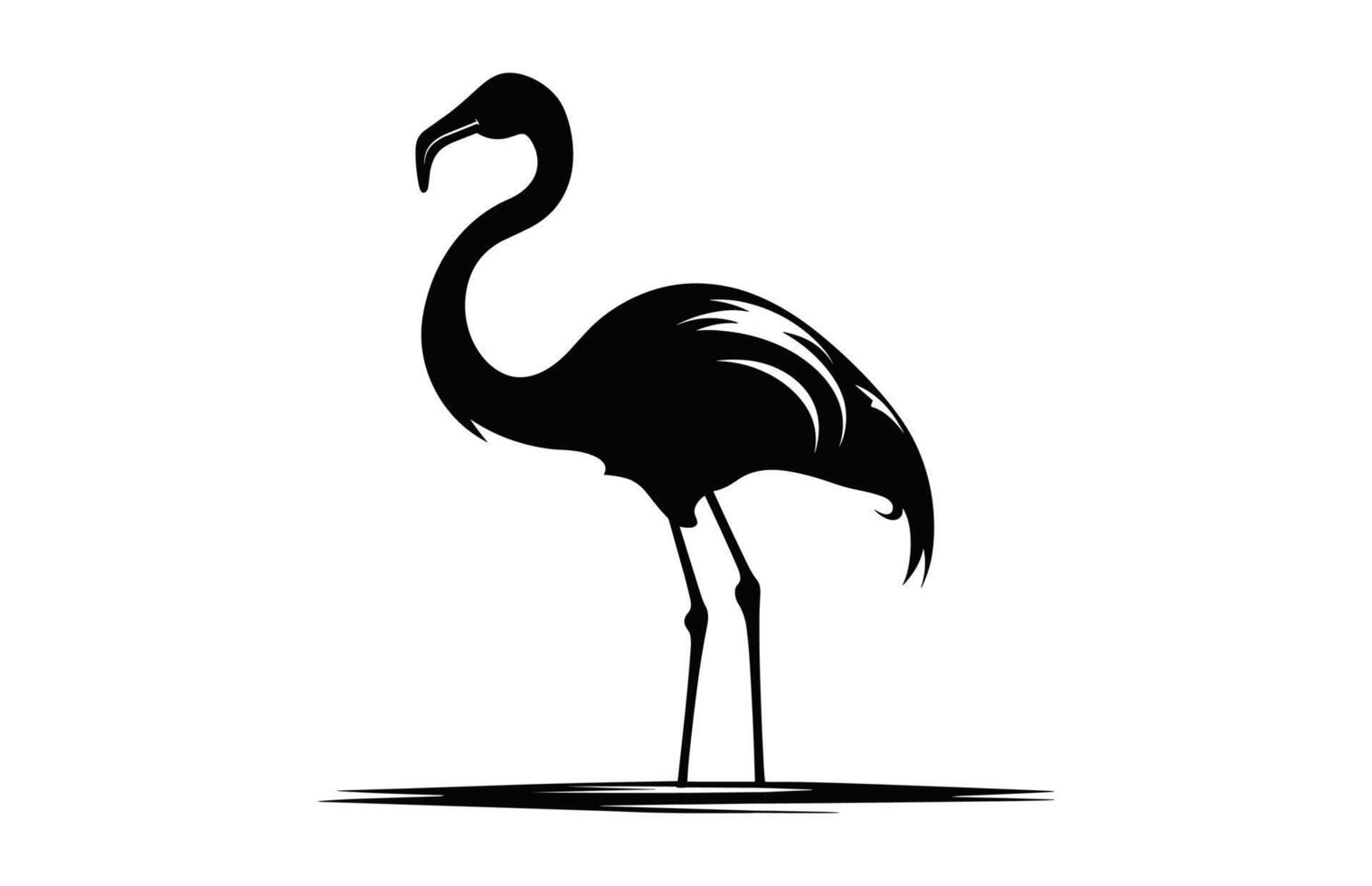 Flamingo bird black Silhouette Clipart isolated on a white background vector