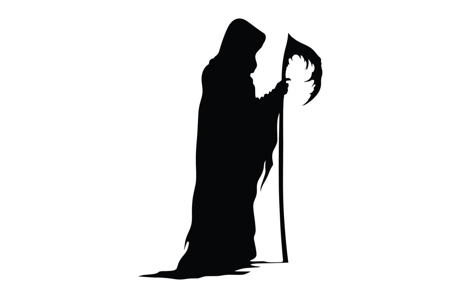 Grim Reaper Silhouette Clipart, A Reaper black Silhouette isolated on a white background vector