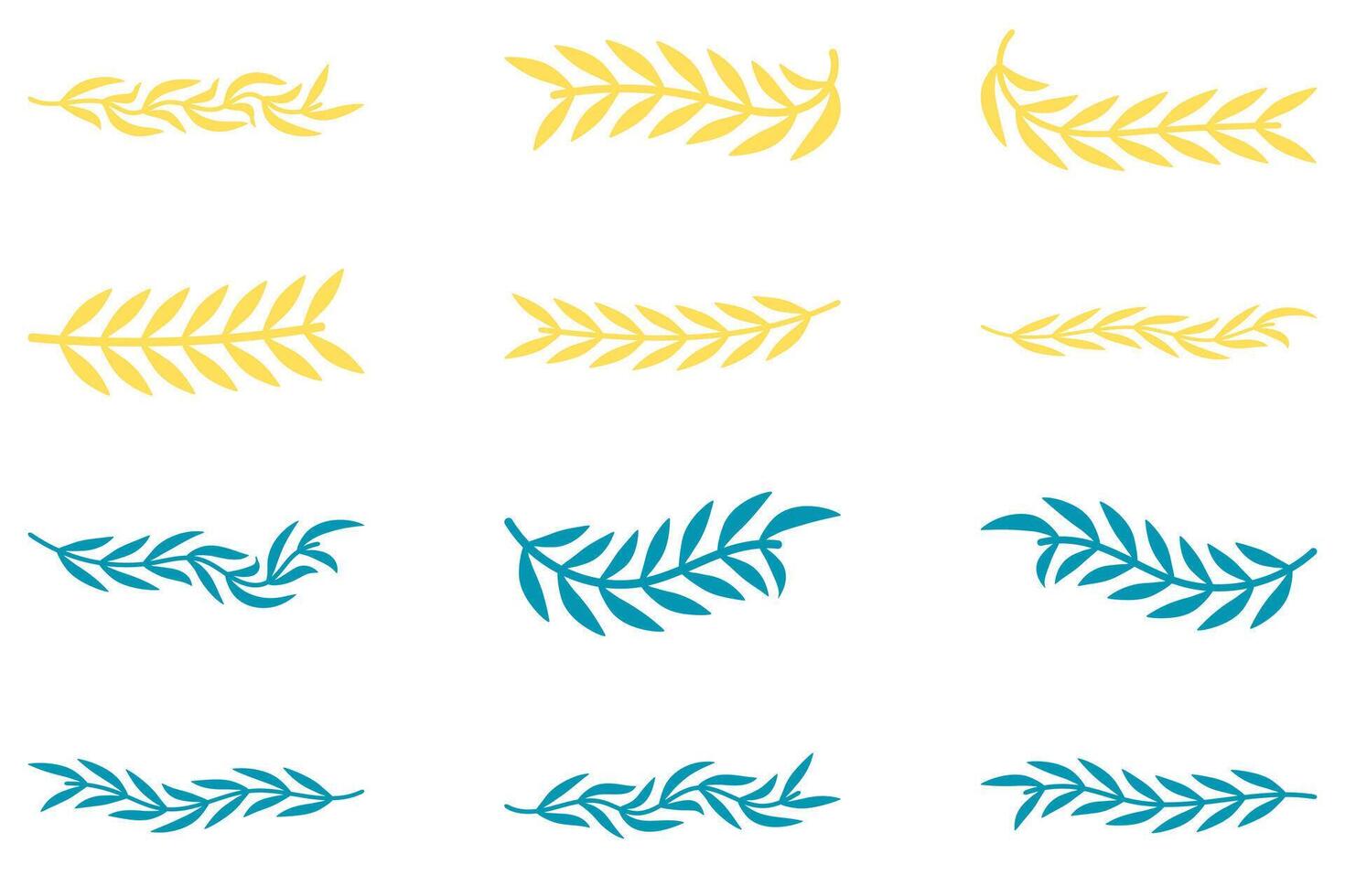 Flower vine icon set. Botanical decoration vector
