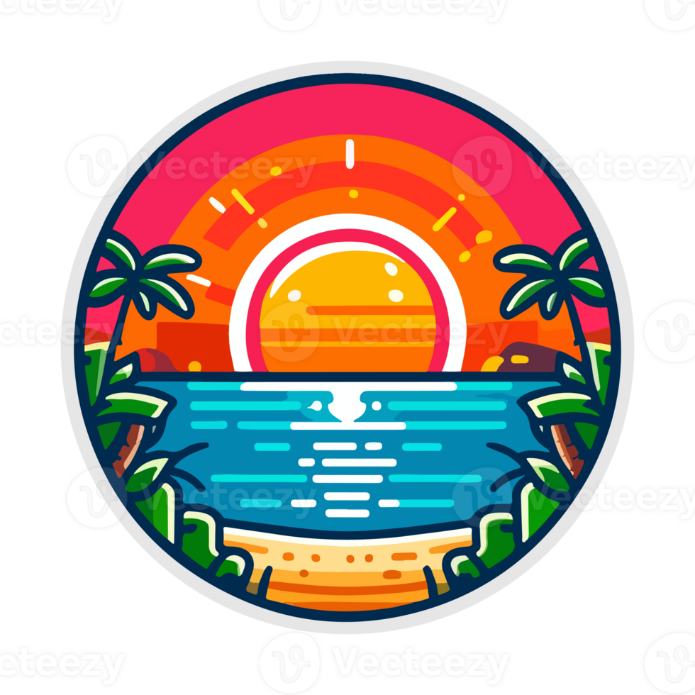 summer beach badge illustration for t shirt or sticker png