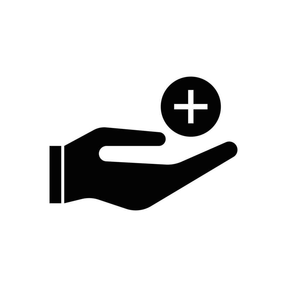 hand medical with cross icon design silhouette vector
