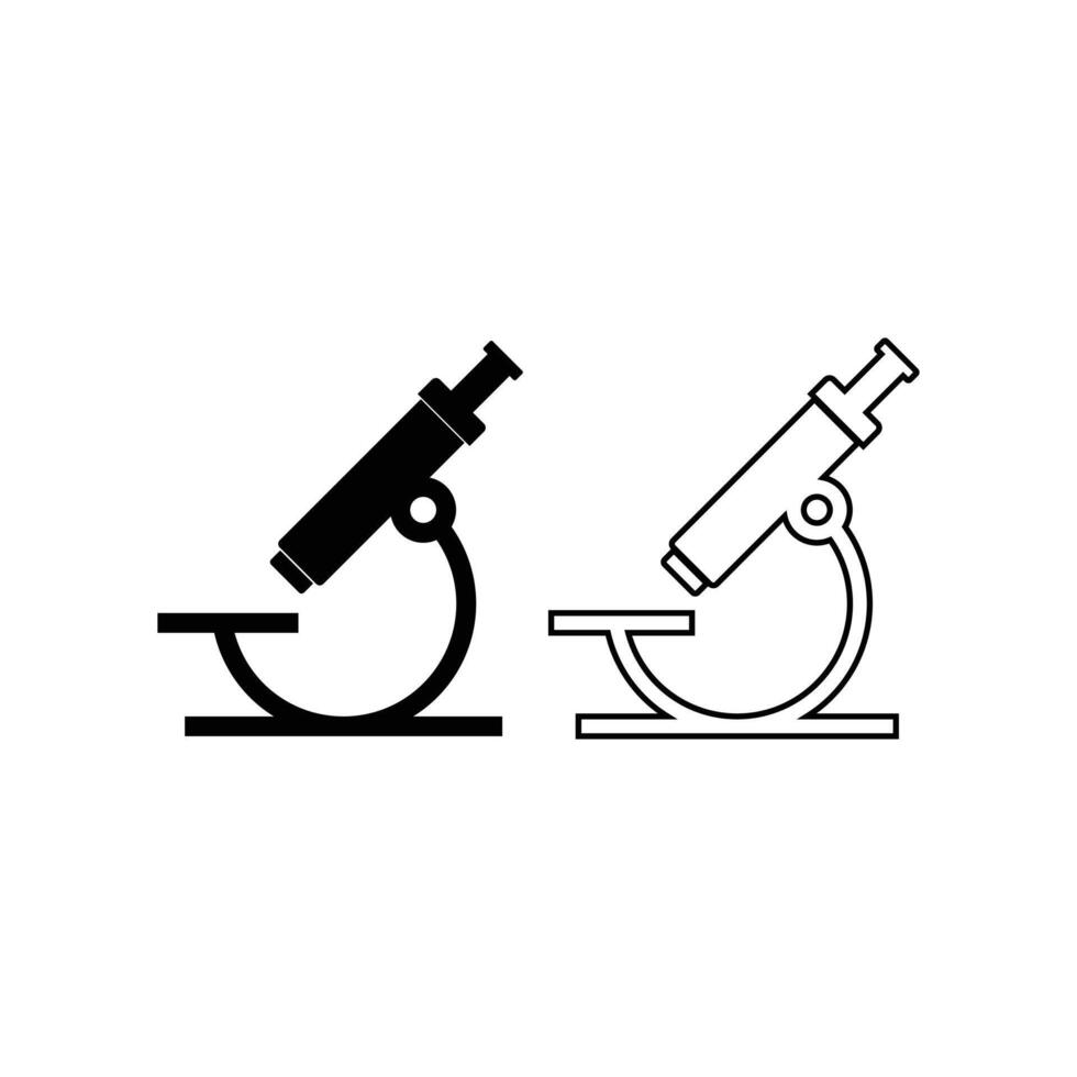microscope icon silhouette and line vector