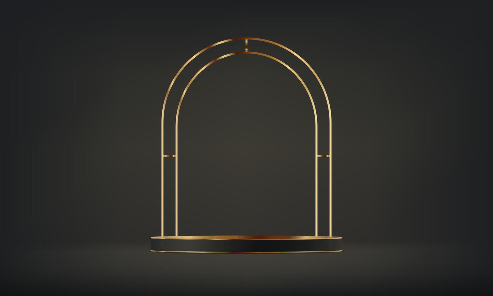 Black and Gold studio room background. 3D abstract studio room with pedestal podium. Space for selling products on the website. illustration. vector
