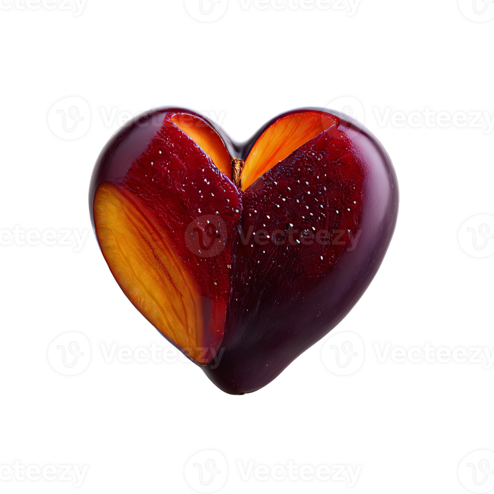 Plums deep purple round and smooth precisely placed in a heart shape Food and culinary png