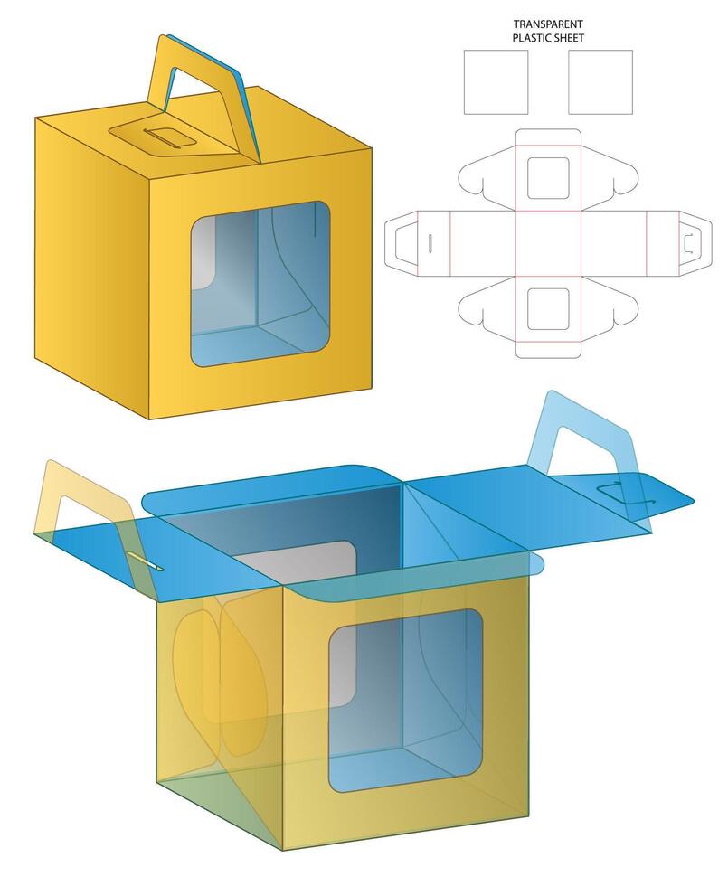 Box packaging die cut template design 3d mockup vector