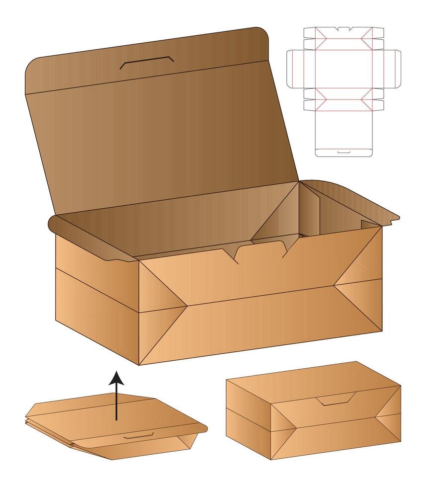 Box packaging die cut template design 3d mockup vector