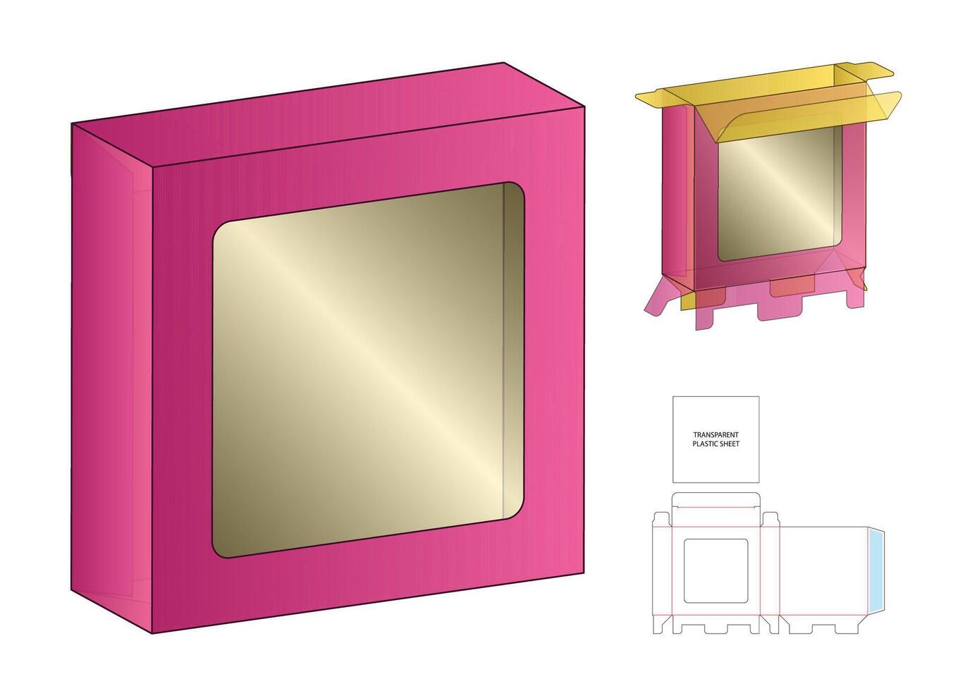 Box packaging die cut template design 3d mockup vector