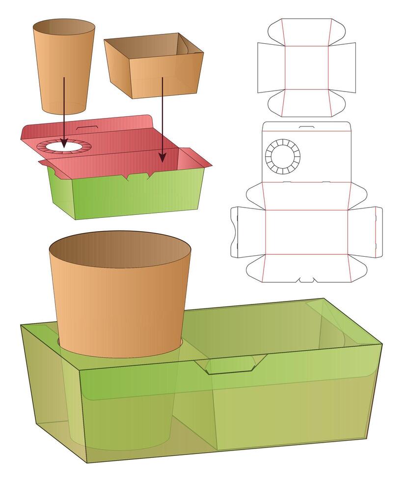 Box packaging die cut template design 3d mockup vector
