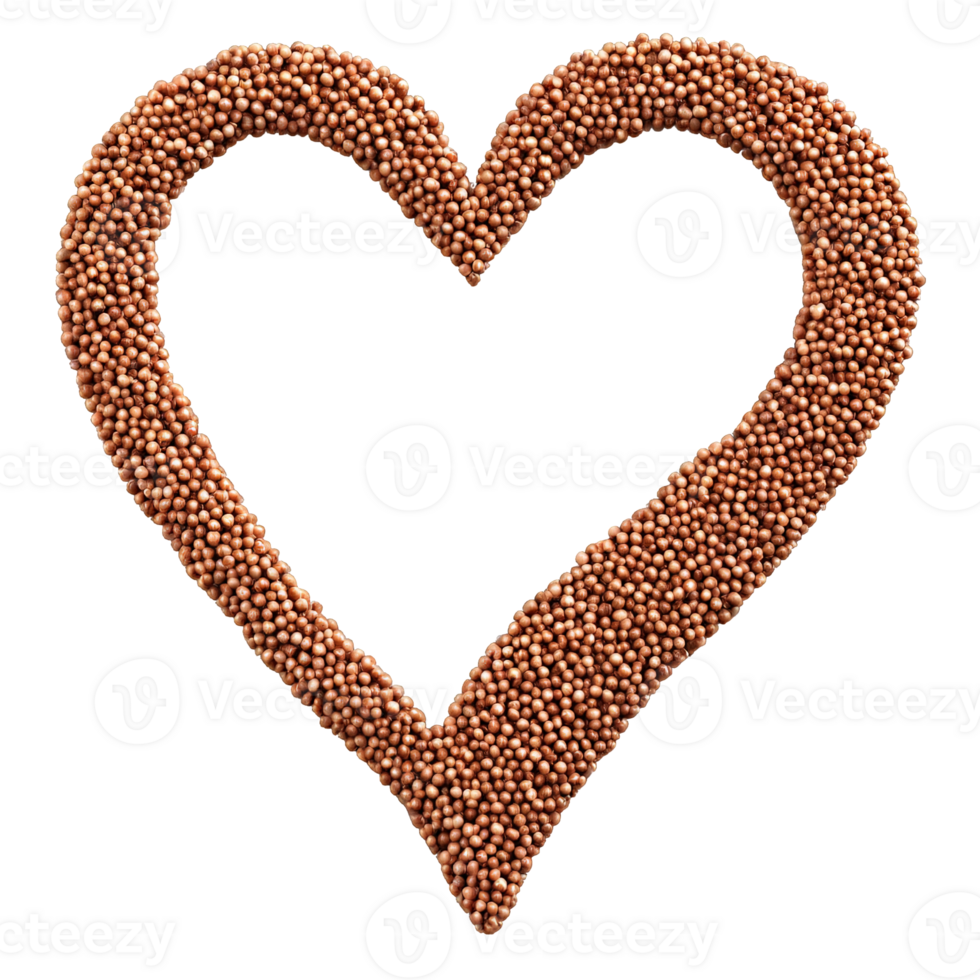 Teff brown tiny dark brown seeds evenly distributed in a heart shape Food and culinary png