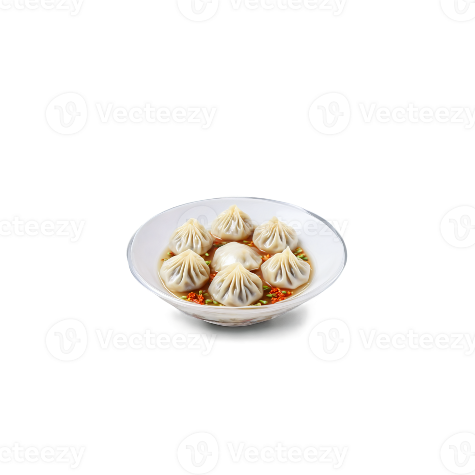Xiaolongbao soup dumplings with translucent wrapper soup inside floating Food and culinary concept png