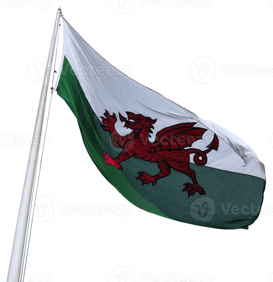 Cut out flag of Wales waving png