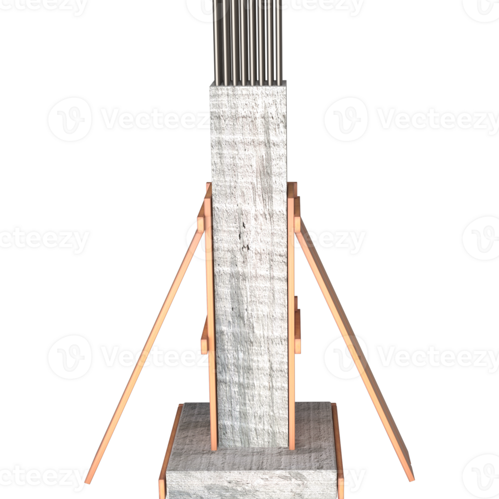 3d rcc columnas representación, hormigón columnas debajo construcción. columna encofrado. varilla en columnas png