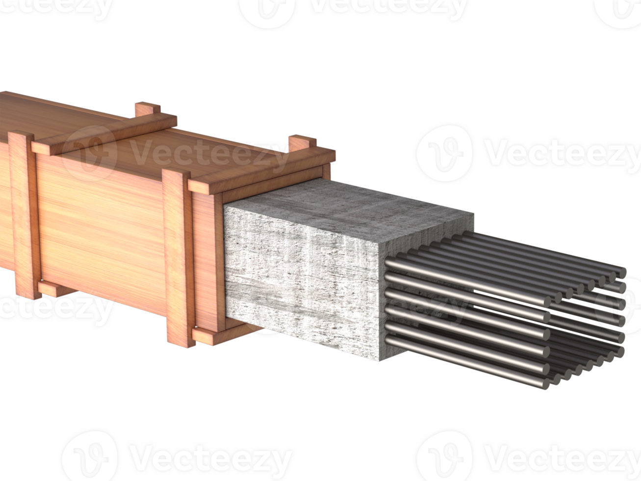 3d RCC columns rendering, concrete columns under construction. column shuttering. rod in columns. png