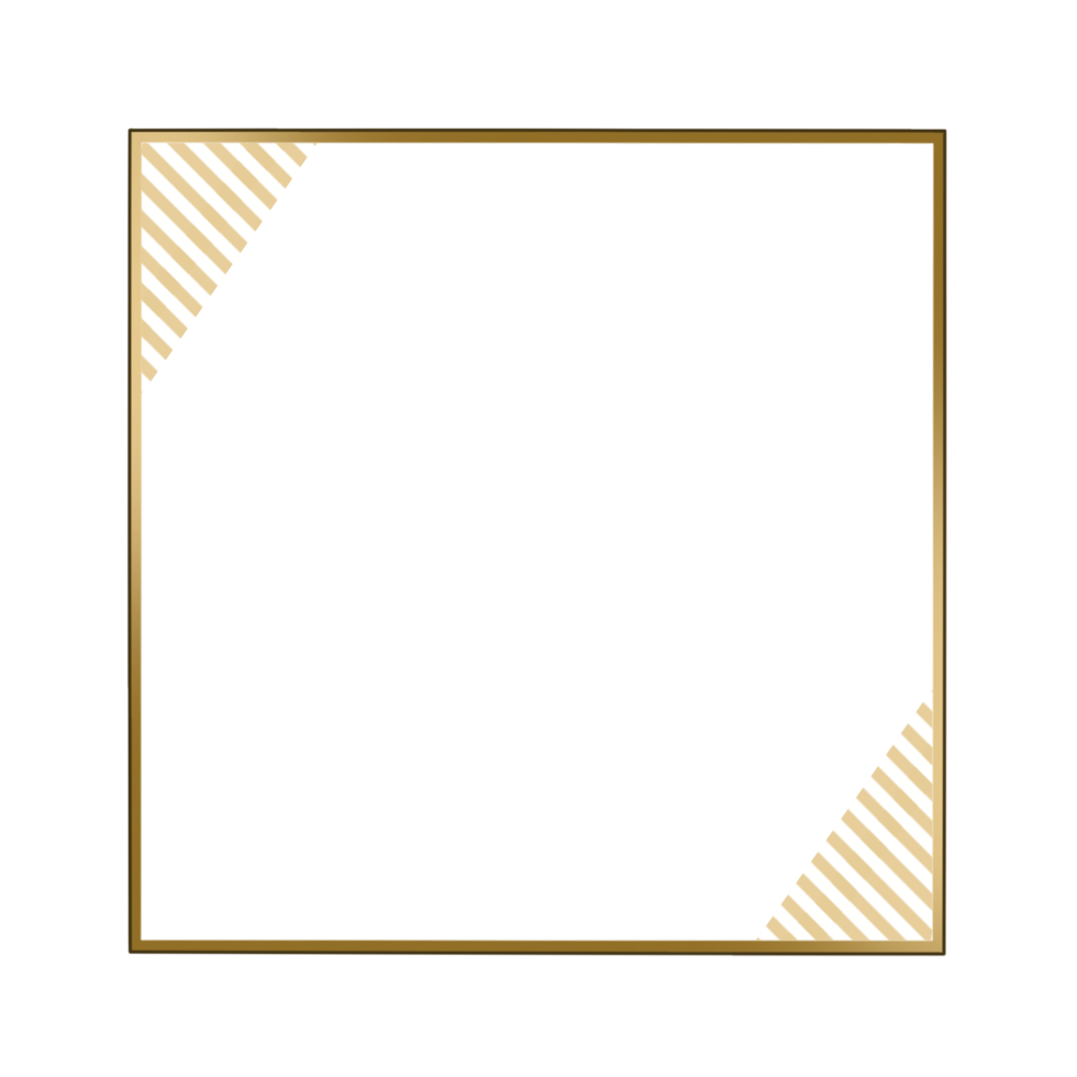 Gold Square Frame with Diagonal Lines on a Transparent Background png