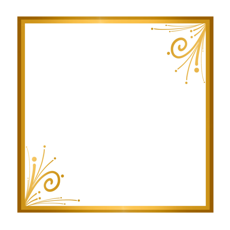 Gold Decorative Square Frame on a Transparent Background png