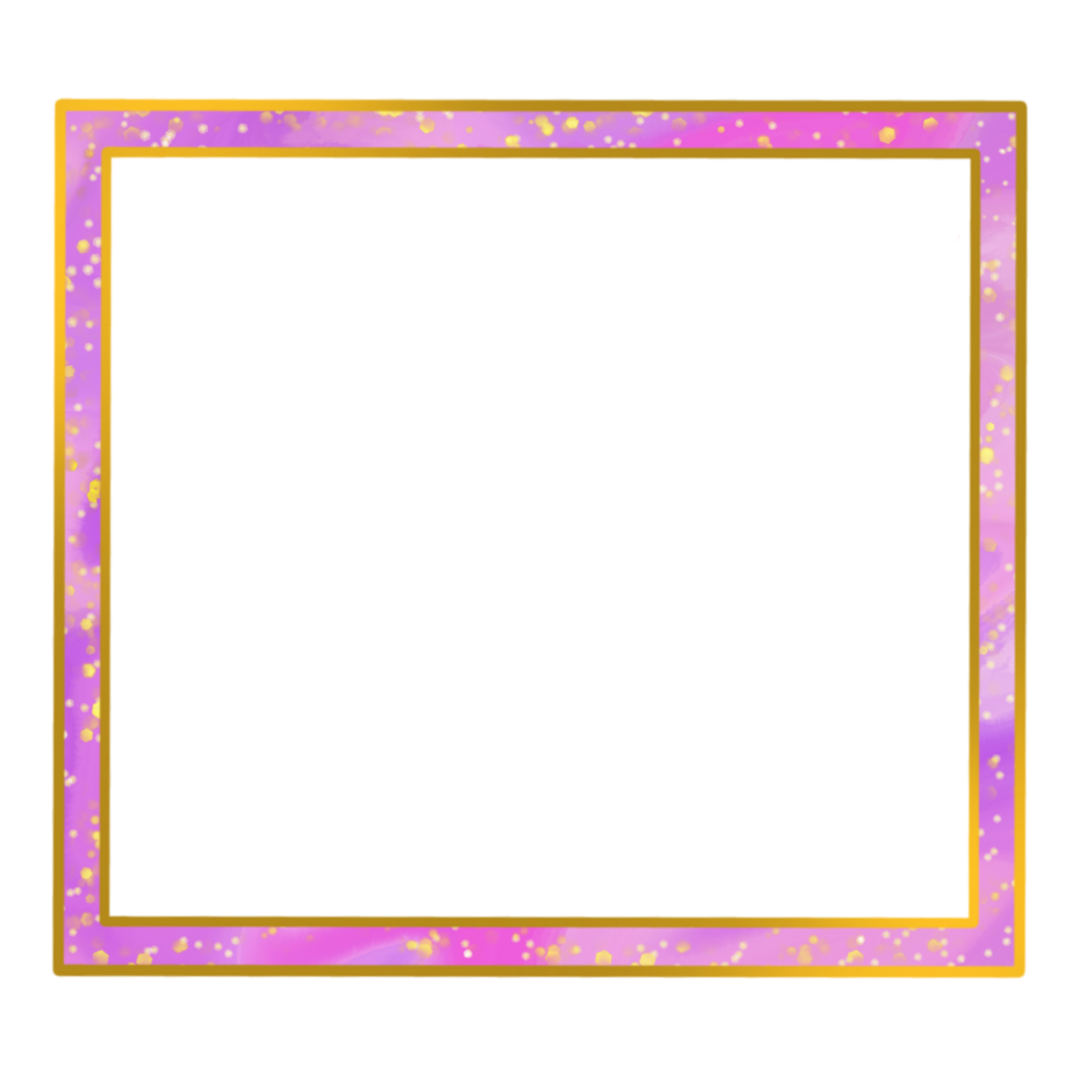 Pink and Gold Square Frame on a Transparent Background png