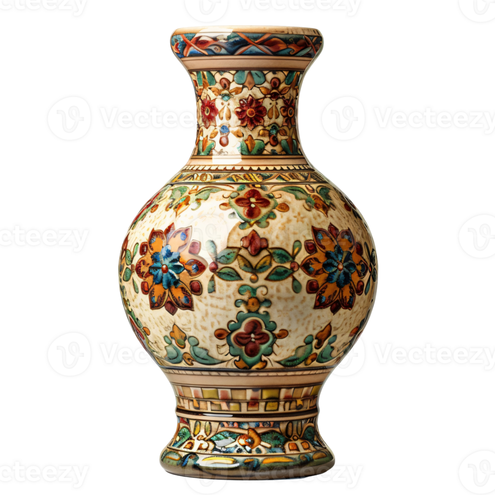 A vase with flowers on it. Against a transparent background. png