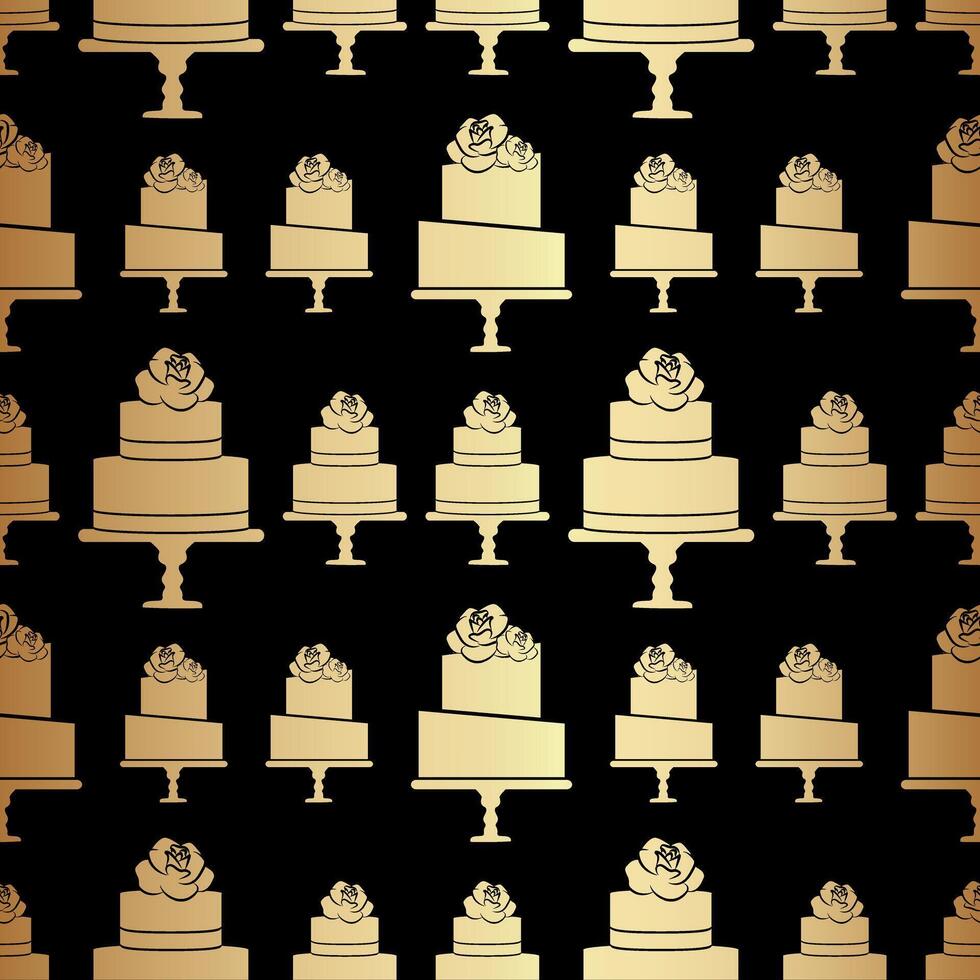 Gold Cake Pattern on Black Background vector