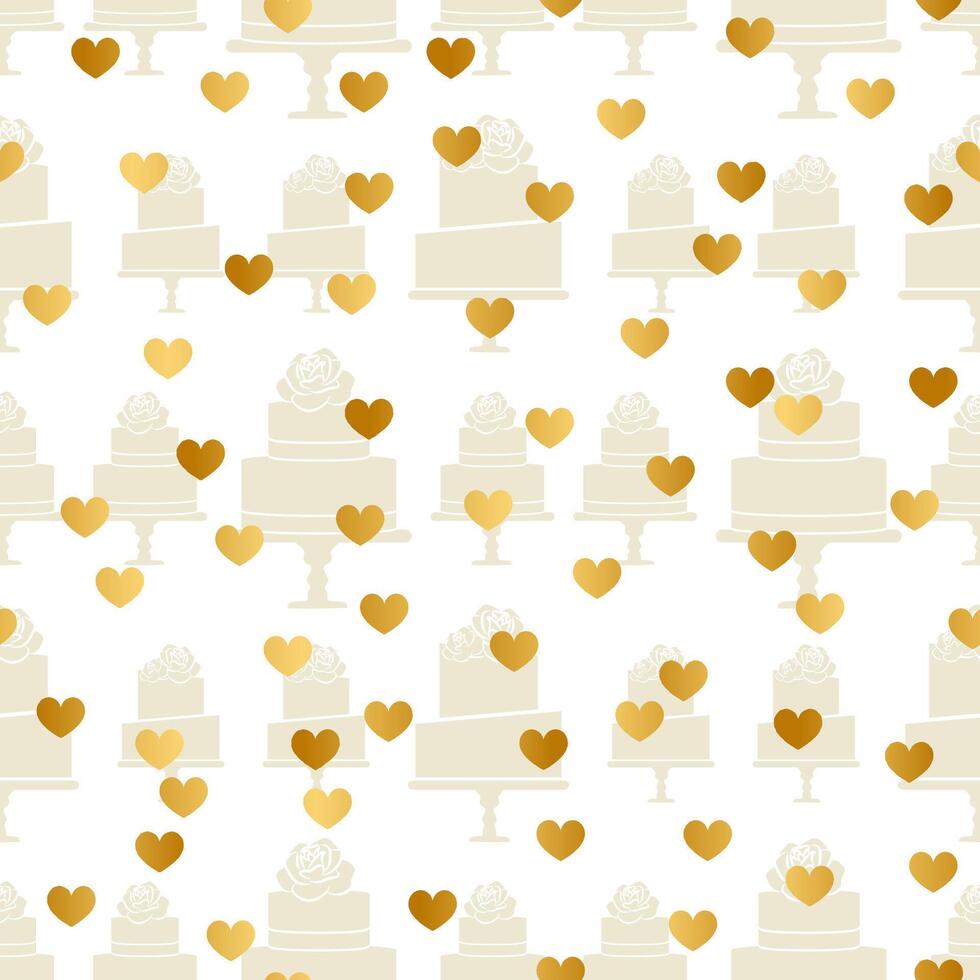 Cake Pattern Design with Hearts vector