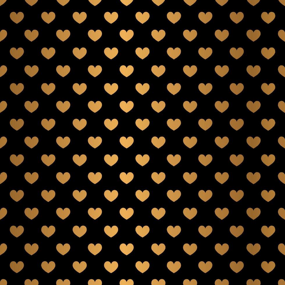 Golden Heart Pattern Design on Black Background vector