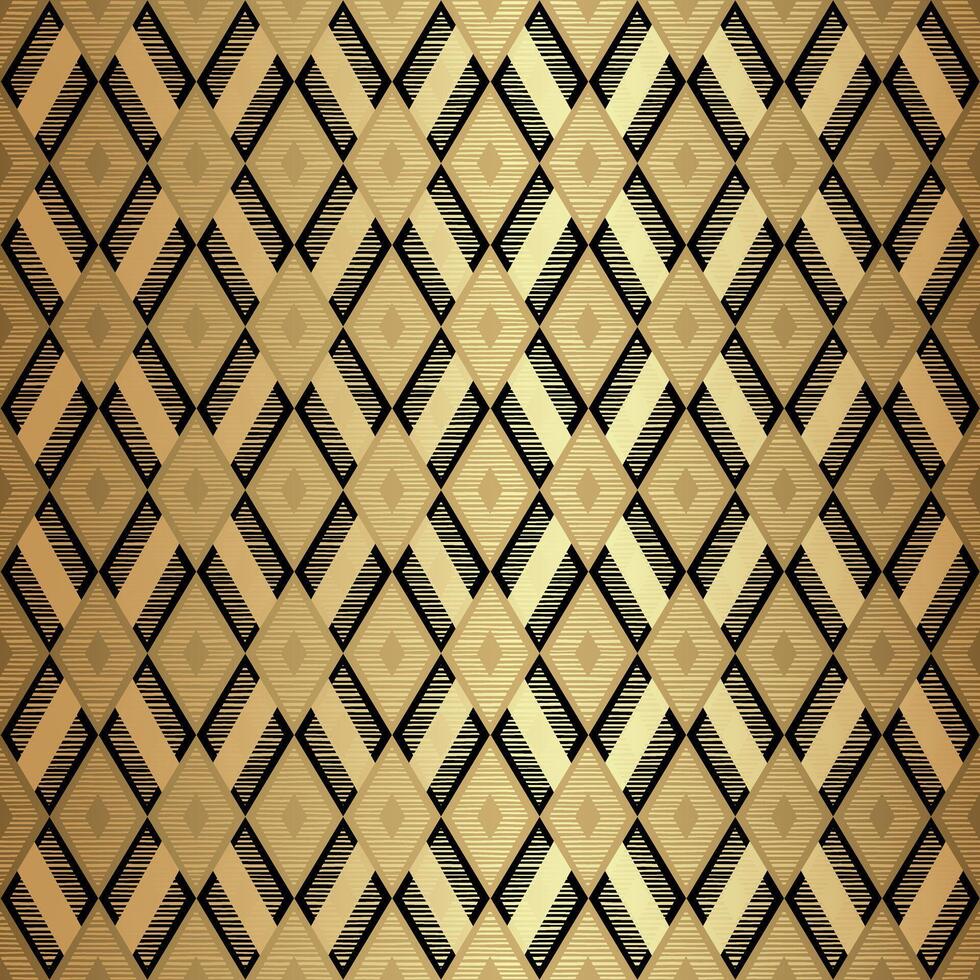 Rhombus Seamless Pattern Design in Gold and Black vector