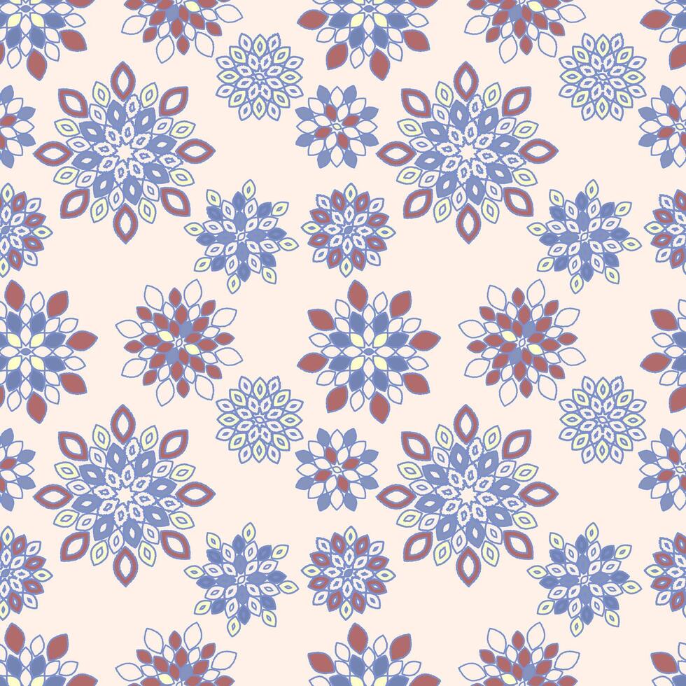 Beige Tile Design with Floral Repeat Pattern Background vector