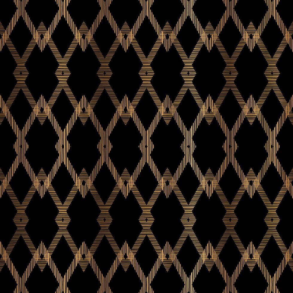 Geometric Gold Rhombus Pattern with Black Background vector