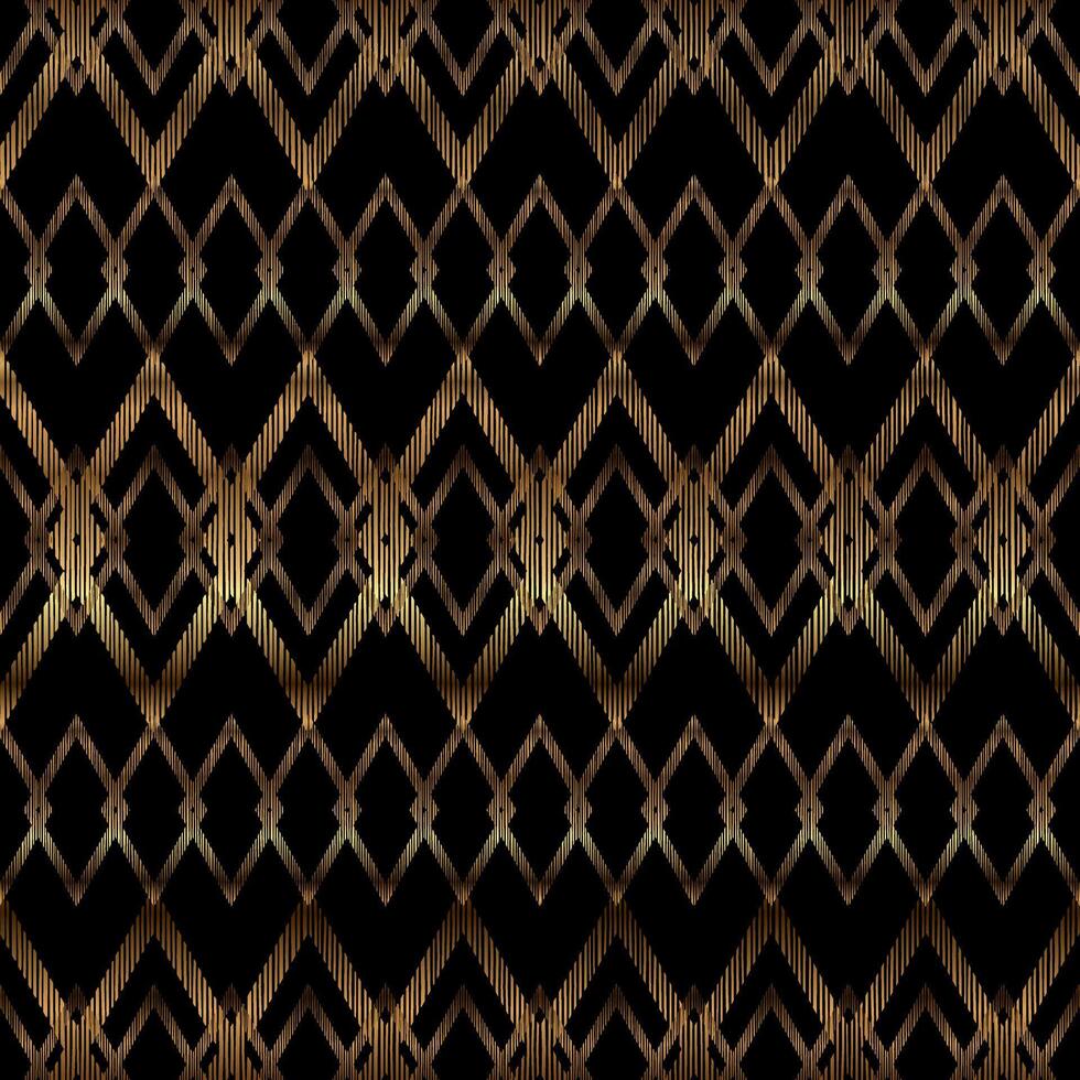 Abstract Indie Tribal Rhombus Pattern Background in Gold and Black Color vector